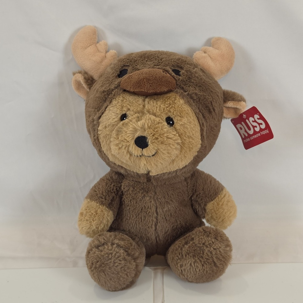 Russ Make Someone Happy Bear In Moose Costume Plush 2023 Jazwares NWT 11"